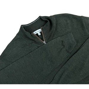 Peter Millar Sweater Men XXL Merino Wool Long Sleeve 1/4 Zip Pullover Dark Green